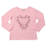 Rhinestone Candy Cane Heart Long Sleeve: White / 3 mo