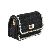 B1306 Pearl Trim Tweed Purse (2 Colors): White