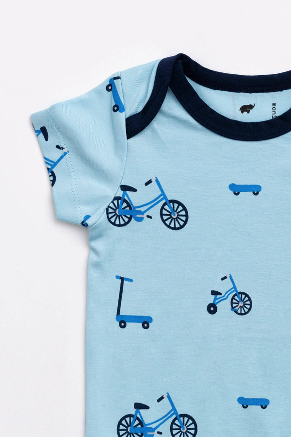 Baby Short Sleeve Jack + Jill Bodysuit + Overalls Set_On Wheels: Boy / On Wheels