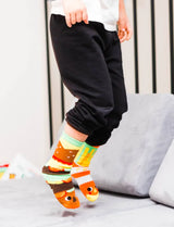 Burger & Fries - Fun Mismatched Non-Slip Socks for Kids: KIDS SMALL (1-3 YEARS)
