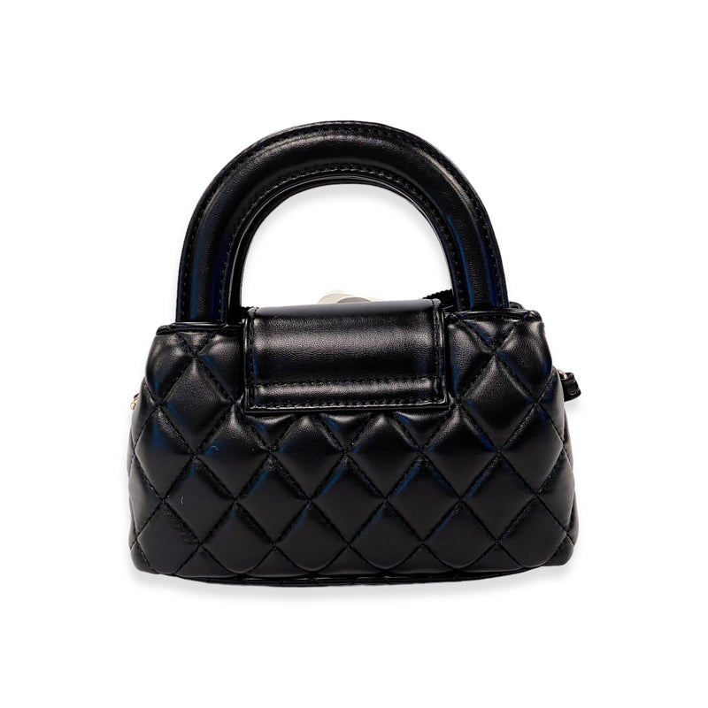 B1360 Floral Applique Quilted Bag (4 Colors): IVORY