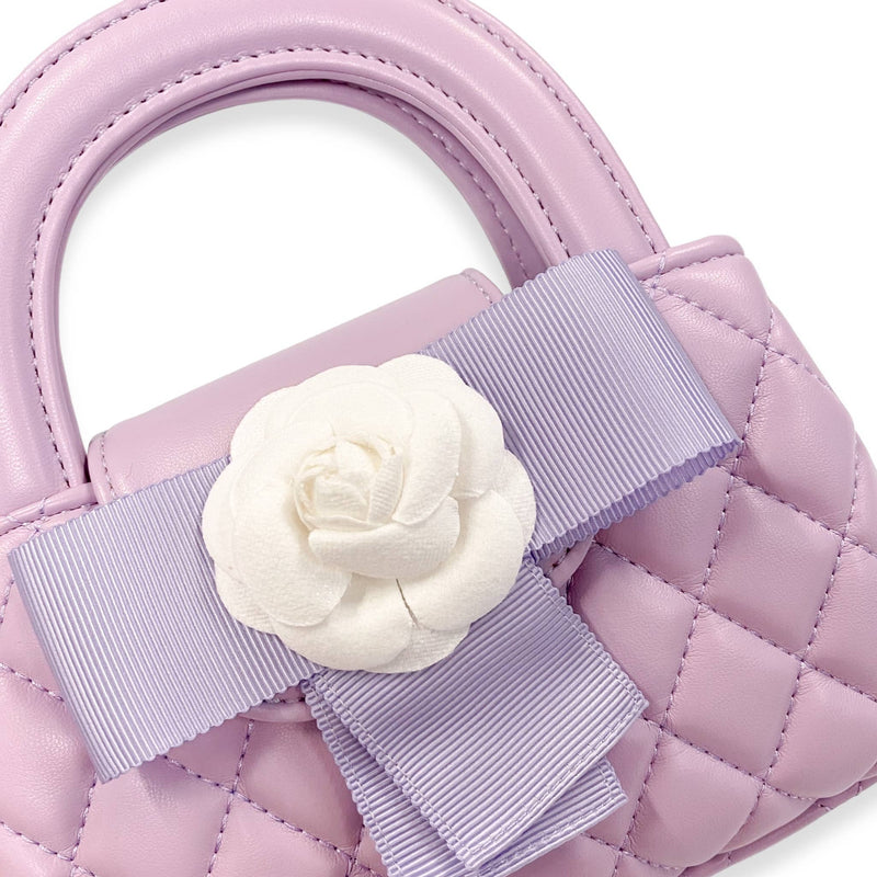 B1360 Floral Applique Quilted Bag (4 Colors): IVORY