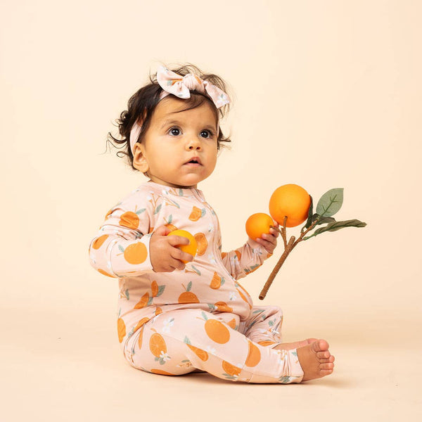 Freshly Squeezed Oranges Bamboo Convertible Pajamas Florida Baby Gift: 3-6M