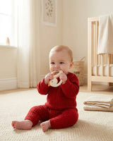 Itzy Ritzy Bitzy Shake™ silicone teether with cherry-shaped rattle for babies, featuring colorful, textured silicone and a playful design.