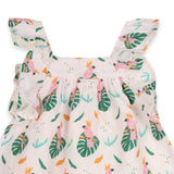 Parrot Ruffle Sleeve Baby Dress + Bloomer (Organic Muslin): LIGHT PINK