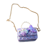 B1334 Mermaid Shiny Quilted Purse (3 Colors): Purple