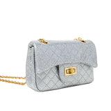 Classic Quilted Sparkle Mini Bag: Purple
