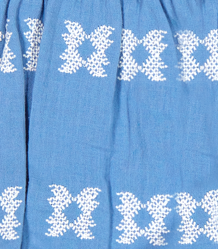 Chloe baby romper sky white embroidery: Sky Blue