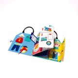 Colorful Montessori Play Kit by OMY with wooden blocks, puzzles, and educational toys for early childhood development.