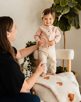 Lily Bow Pockets Sweater Knit Baby Cardigan: Rosewood Pink / 3-6M