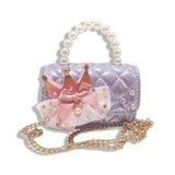 B1343 Crown Applique Shiny Quilted Purse (2 Colors): Pink