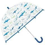 Stephen Joseph Gifts clear color-changing umbrella with mushroom design, featuring a transparent canopy and vibrant mushroom pattern.