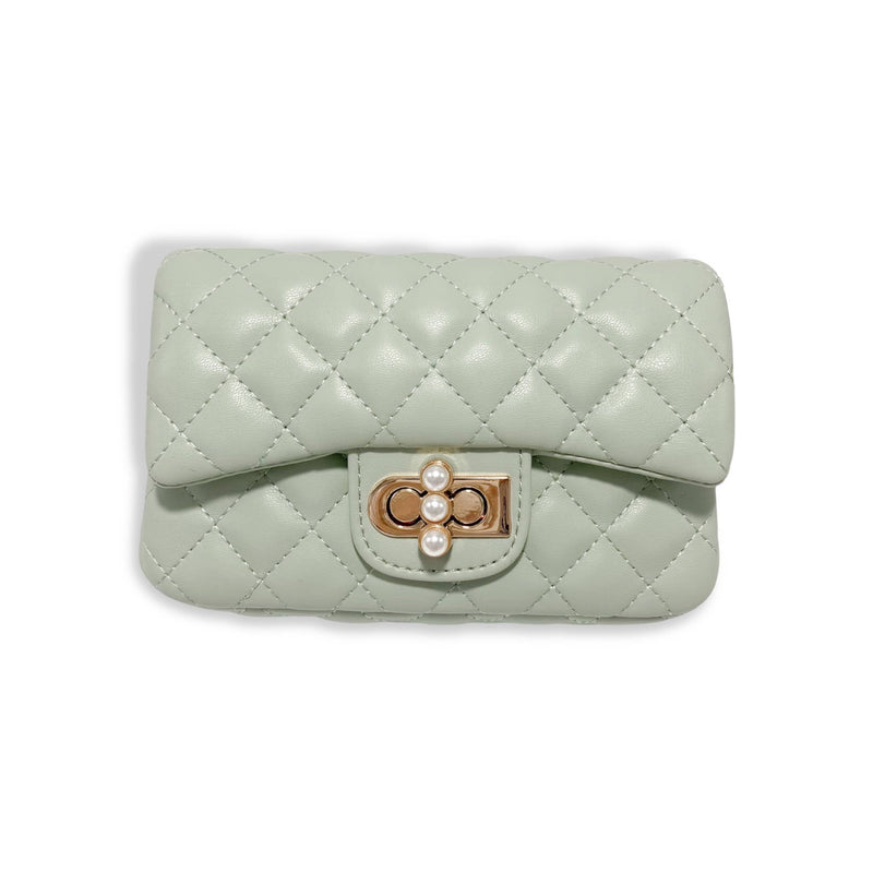 B1336& B1337  Pearl Closure Quilted Purse (6 Colors): Purple / B1336 - SMALL