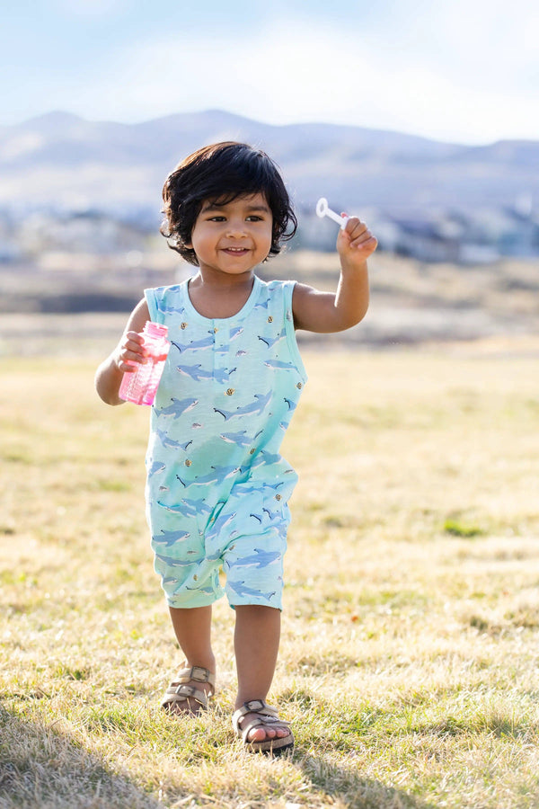 Sleeveless Shorty Henley Romper_Swimming with Sharks: Boy / Swimming with Sharks