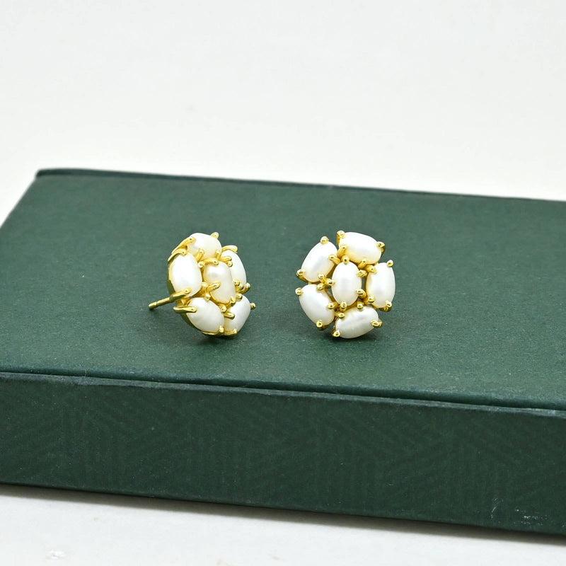 Briony Stud Earring Gold Plated - Natural Pearl