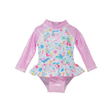 Baby Girls UPF50+ Alissa Infant Ruffle Rash Guard Swimsuit: Seaside Palms