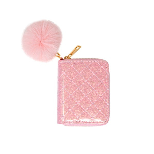 Girls Sparkle Quilted Wallet: Bubblegum