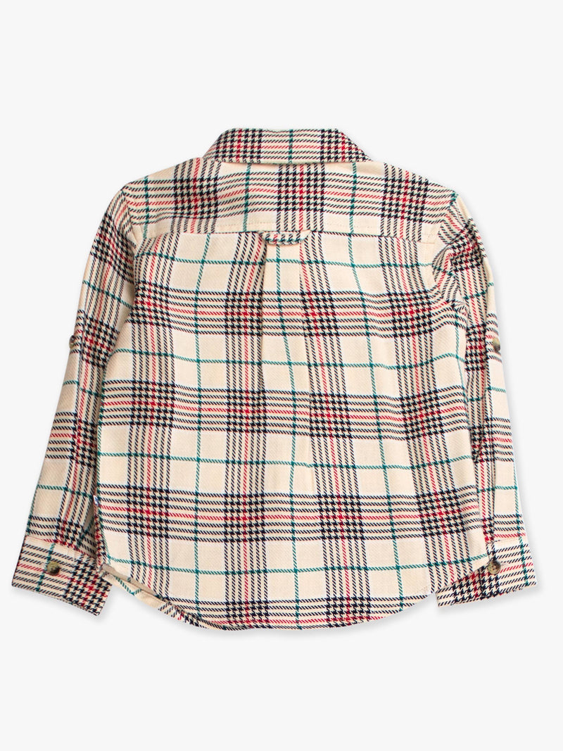 Boys Tannen Plaid Long Sleeve Button Down Shirt: Brown