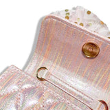 B1343 Crown Applique Shiny Quilted Purse (2 Colors): Pink