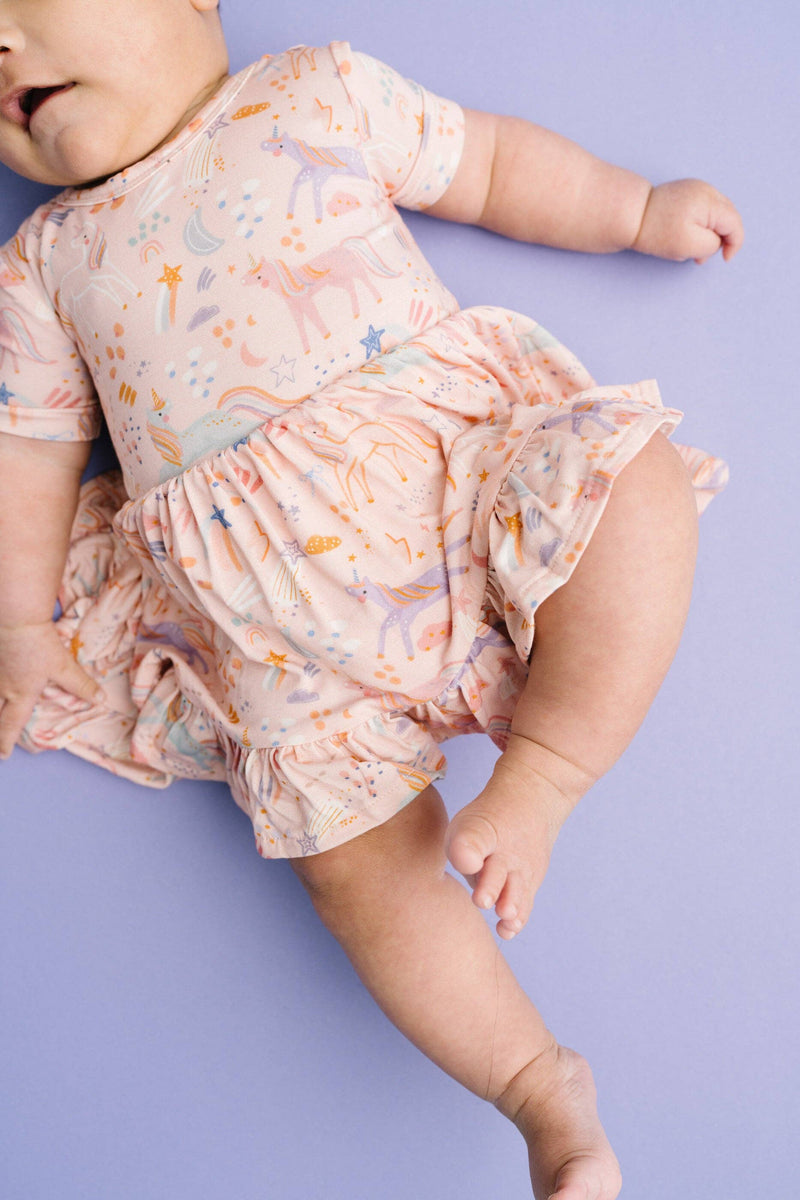 Stardust Unicorns Short Sleeve Bodysuit Bamboo Dress