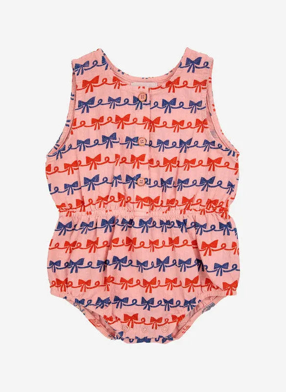 Baby Ribbon Bow Woven Romper