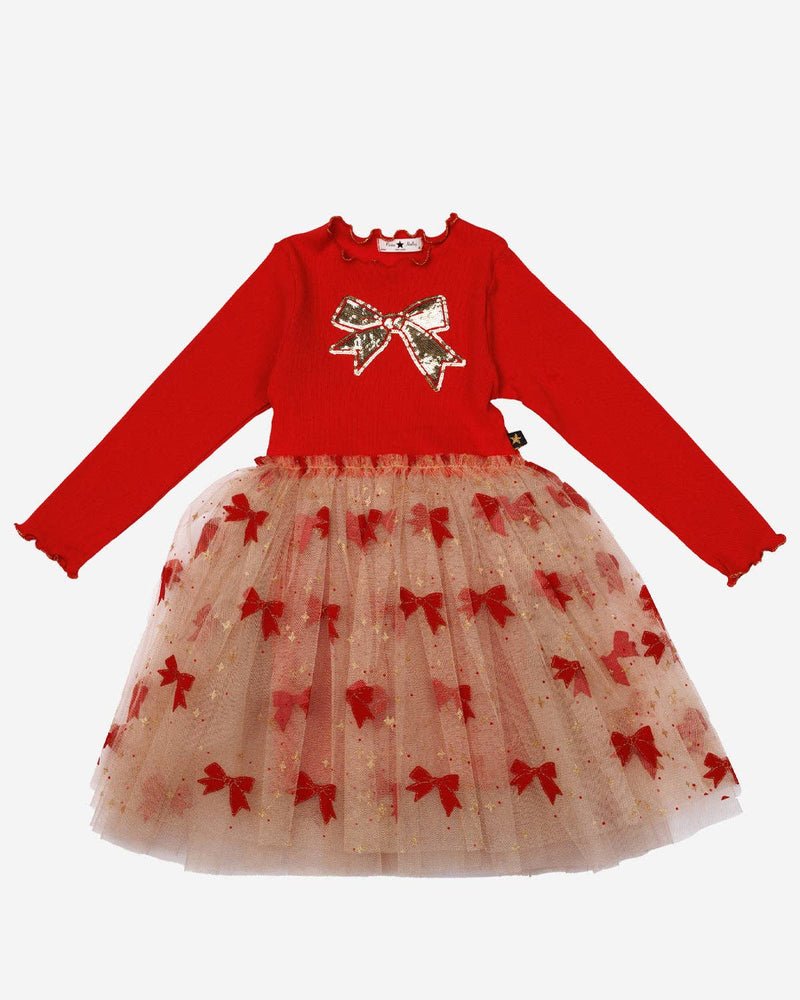 Evelyn Bow Tutu Dress: Red