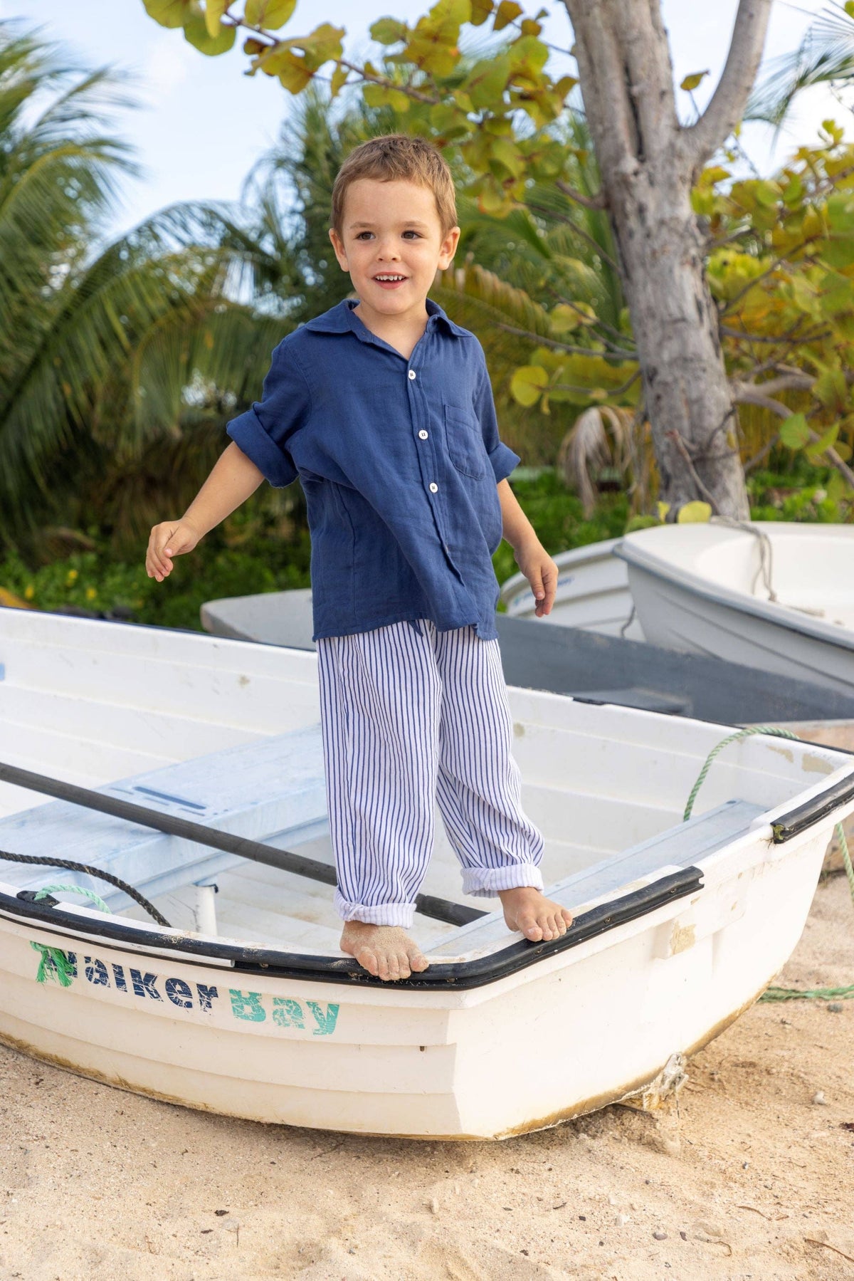 Remi Boy's Button Front Shirt Lapis Blue: