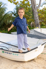 Remi Boy's Button Front Shirt Lapis Blue: 10
