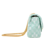 Classic Checkered Tweed Handbag: Blue