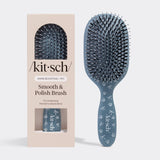KITSCH Smooth & Polish Brush with coastal blue print design, featuring soft bristles and ergonomic handle for styling and smoothing hair.