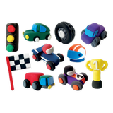 Colorful Cars Clay & Play set by Floss and Rock featuring vibrant clay cars for creative play and hands-on fun.