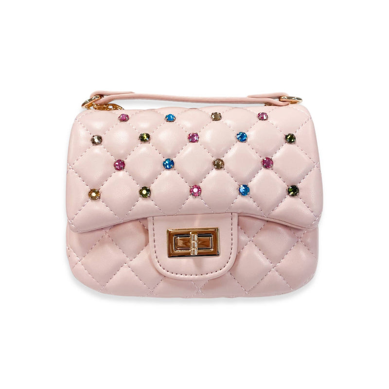 B1380 Colorful Gems Quilted Purse (3 Colors): Pink