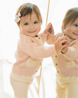Lily Bow Pockets Sweater Knit Baby Cardigan: Rosewood Pink / 3-6M