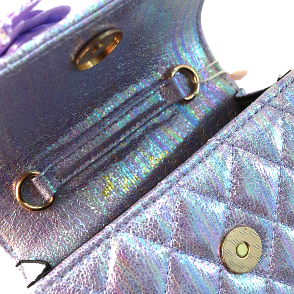 B1334 Mermaid Shiny Quilted Purse (3 Colors): Purple