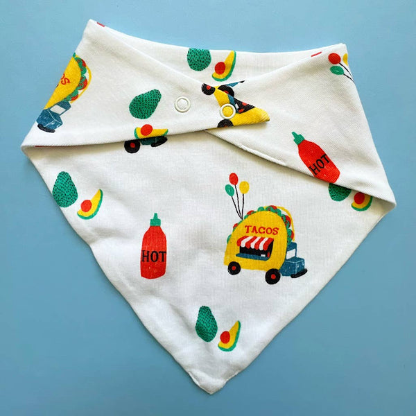 Taco Print Reversible Printed Organic Kerchief Baby Bib