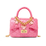 Classic Sparkle Top Handle Handbag: Pink