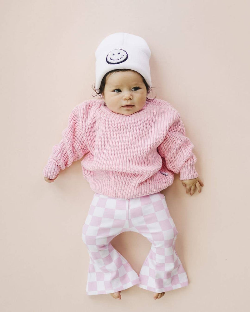 Checkered Flare Pants | Pink: 0-3 m