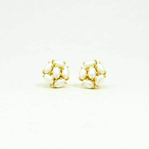 Briony Stud Earring Gold Plated - Natural Pearl