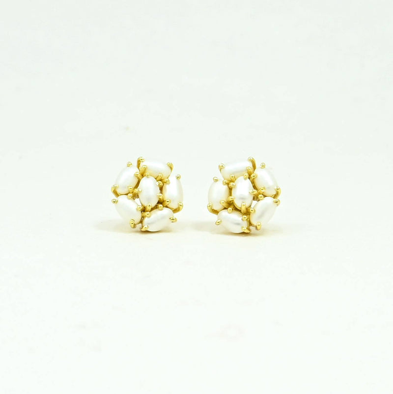 Briony Stud Earring Gold Plated - Natural Pearl