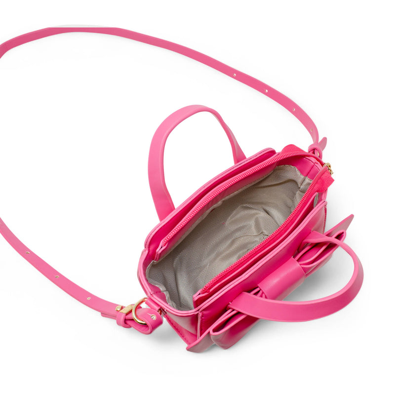 Big Bow Baguette Handbag: Pink