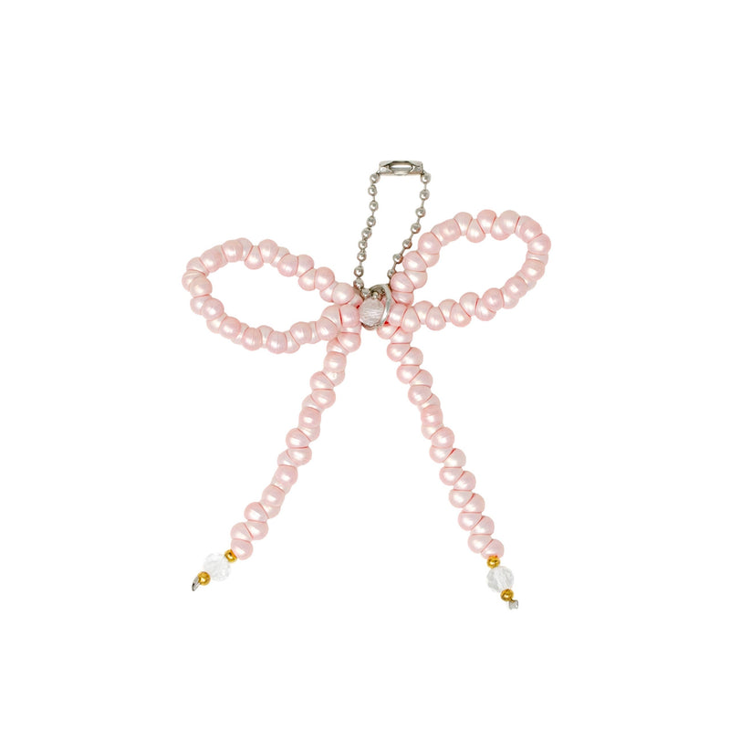 Quilted Rectangle Bow Charm Handbag: Hot Pink