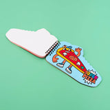 OMY sticker by number book featuring colorful sneaker illustrations for creative sticker fun.