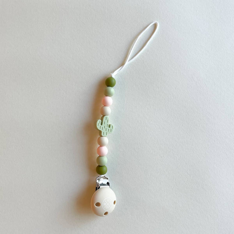 Pacifier Clip Teether Holder Cactus Desert for babies: Pink