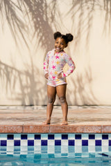 Kids & Baby Swim Rashguard Top + Ruffle Bottoms Set_Colorful Starfish
