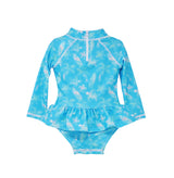 Baby Girls UPF50+ Alissa Infant Ruffle Rash Guard Swimsuit: Seaside Palms