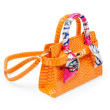 Vivid Crocodile Scarf Handbag: Orange