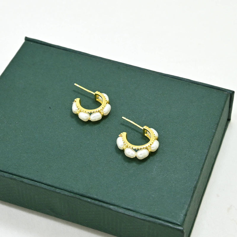 Nuria Earring Gold Plated - Natural Pearl