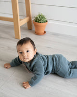 Baby Side Pocket Sweater Knit Pants FW23 (Organic Cotton): 0-3 Month / Teal Blue