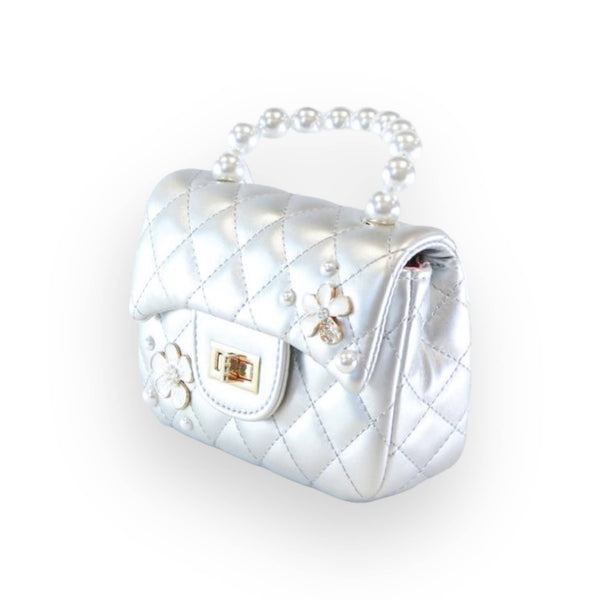 Pearl Handle Quilted Leather Purse w/ Charms