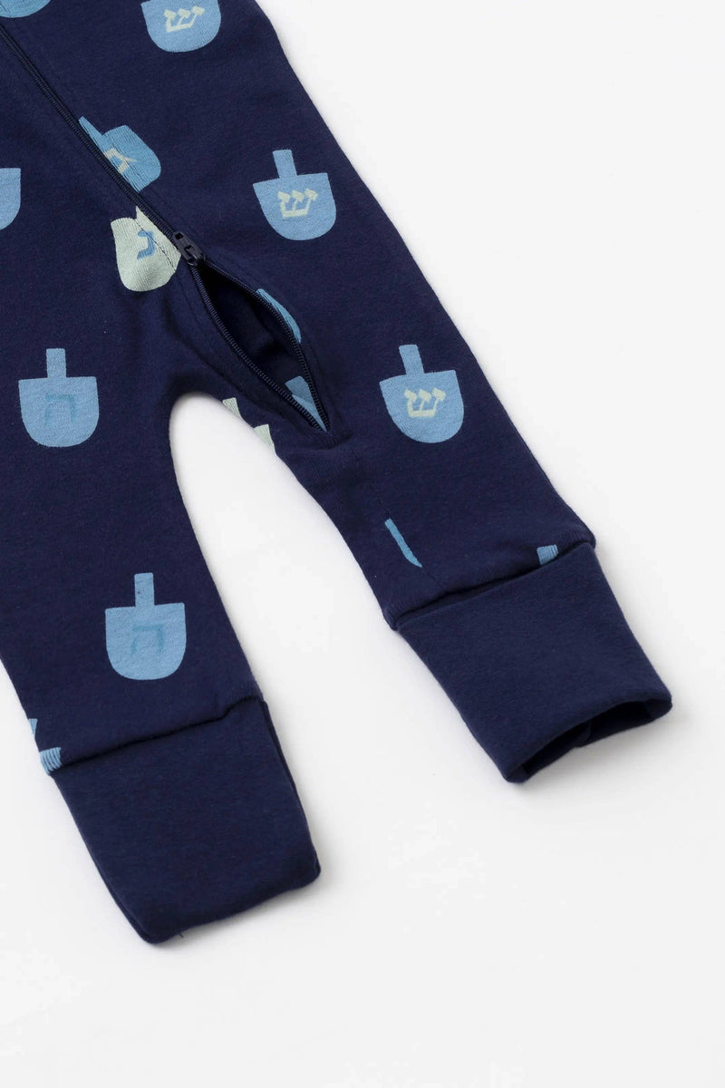 Holiday One-Piece Baby Pajamas_Hanukkah Dreidels: Unisex / Hanukkah Dreidels / 12-18m
